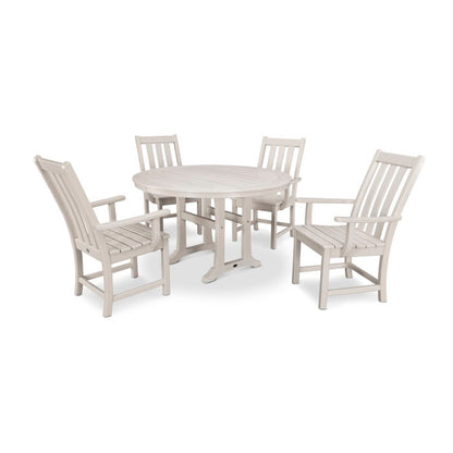 Vineyard 5-Piece Round Dining Set with Trestle Legs