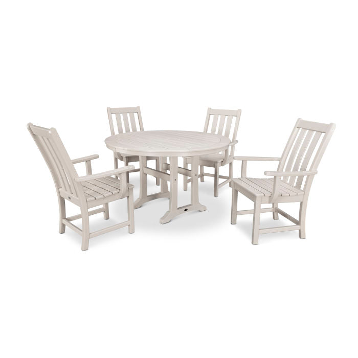 Vineyard 5-Piece Round Dining Set with Trestle Legs