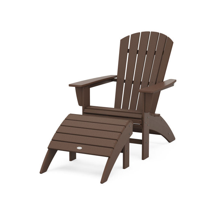 Nautical Curveback Adirondack Chair 2-Piece Set with Ottoman