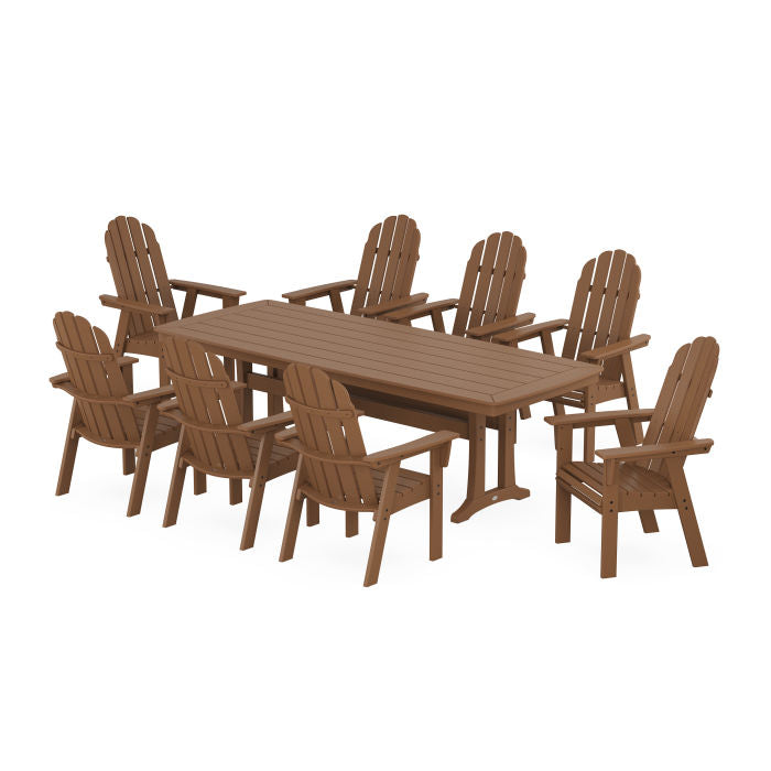 Vineyard Curveback Adirondack 9-Piece Dining Set with Trestle Legs