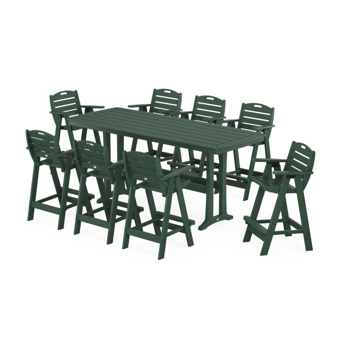 Nautical 9-Piece Bar Set with Trestle Legs