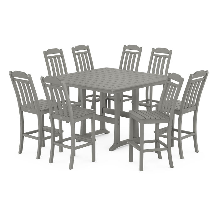 Country Living 9-Piece Square Side Chair Bar Set with Trestle Legs