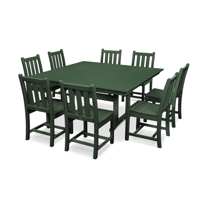 Traditional Garden 9-Piece Farmhouse Trestle Dining Set
