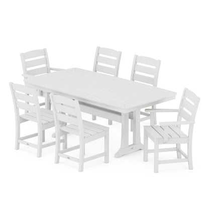 Lakeside 7-Piece Nautical Trestle Dining Set in Vintage Finish