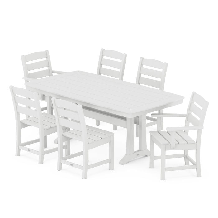 Lakeside 7-Piece Nautical Trestle Dining Set in Vintage Finish