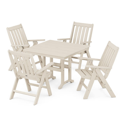 Vineyard Folding Chair 5-Piece Farmhouse Dining Set
