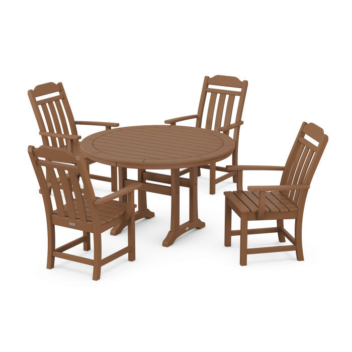 Country Living 5-Piece Round Dining Set with Trestle Legs
