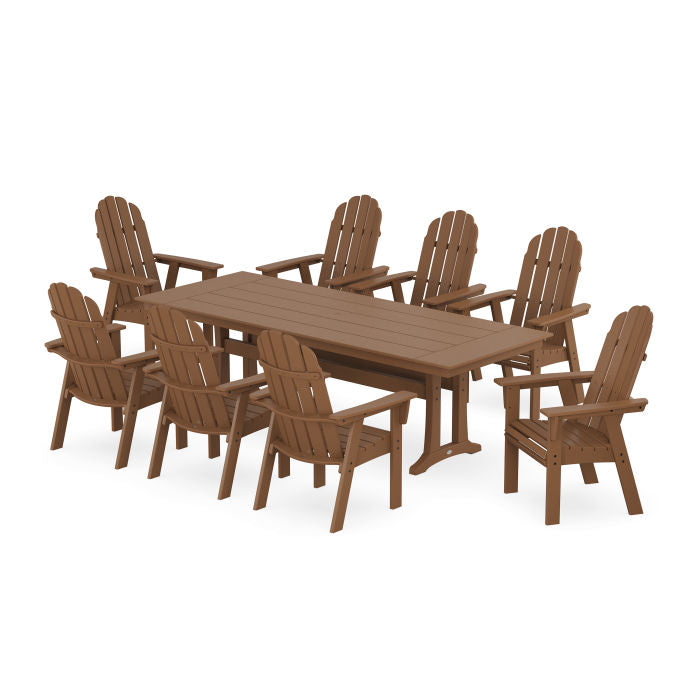 Vineyard 9-Piece Curveback Adirondack Farmhouse Dining Set with Trestle Legs