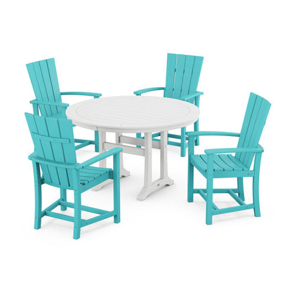Quattro 5-Piece Round Dining Set with Trestle Legs