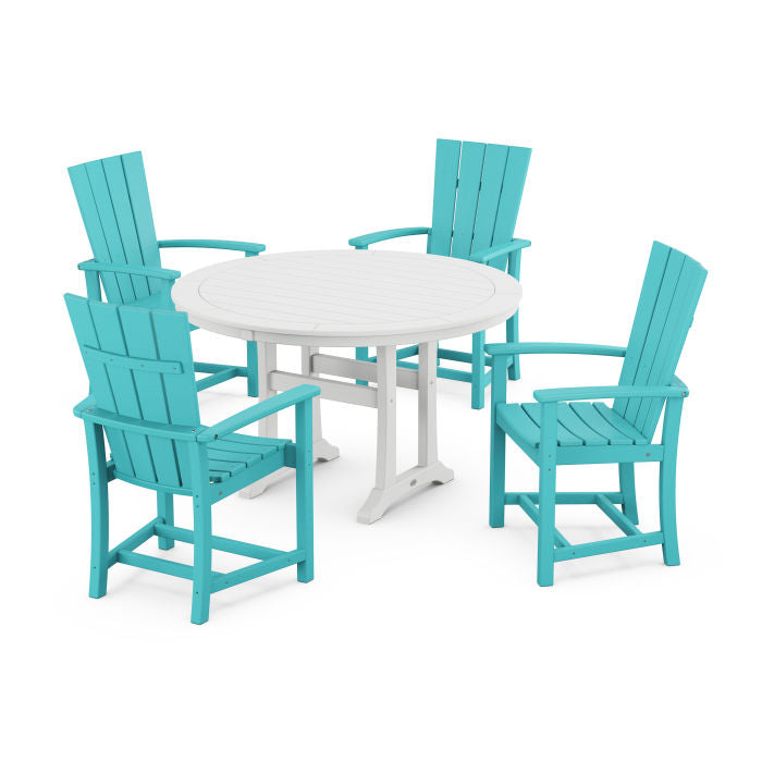 Quattro 5-Piece Round Dining Set with Trestle Legs