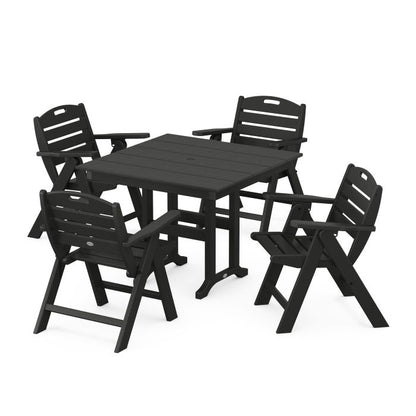 Nautical Folding Lowback Chair 5-Piece Farmhouse Dining Set