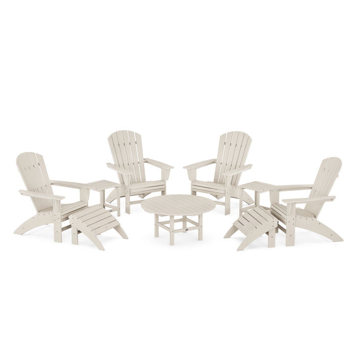 Nautical Curveback Adirondack Chair 9-Piece Conversation Set