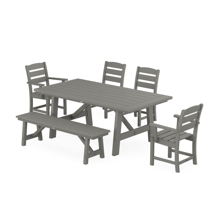 Lakeside 6-Piece Rustic Farmhouse Dining Set With Bench