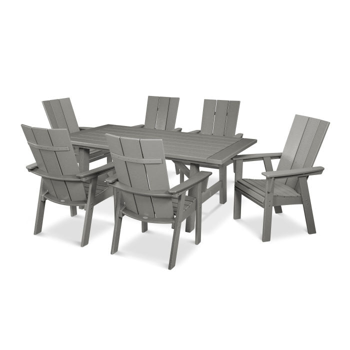 Modern Curveback Adirondack 7-Piece Rustic Farmhouse Dining Set