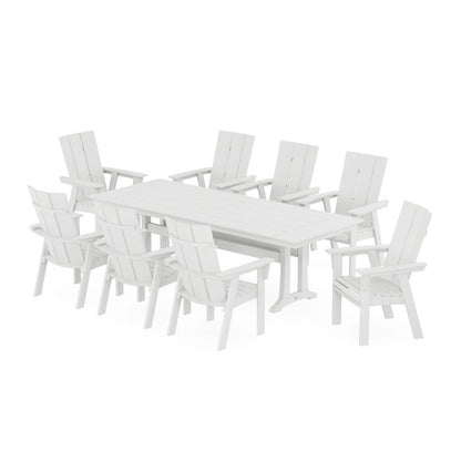 Modern Curveback Adirondack 9-Piece Farmhouse Dining Set with Trestle Legs