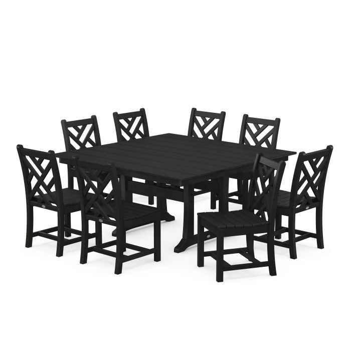 Chippendale 9-Piece Farmhouse Trestle Dining Set