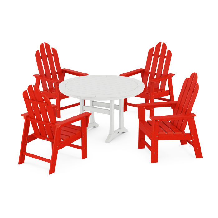 Long Island 5-Piece Round Dining Set with Trestle Legs