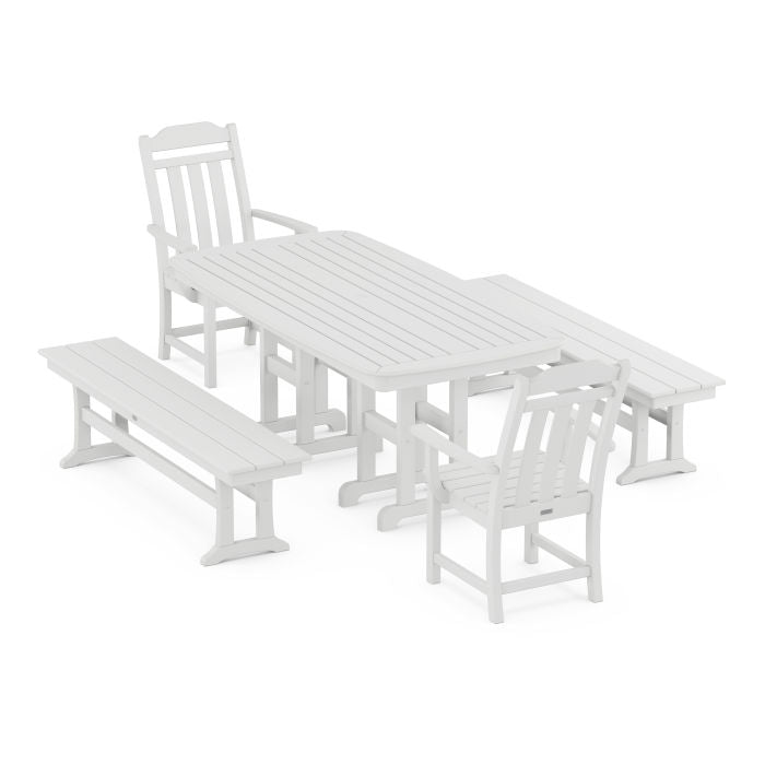 Country Living 5-Piece Dining Set with Benches
