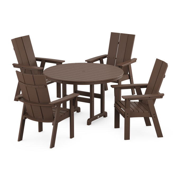 Modern Curveback Adirondack 5-Piece Round Farmhouse Dining Set