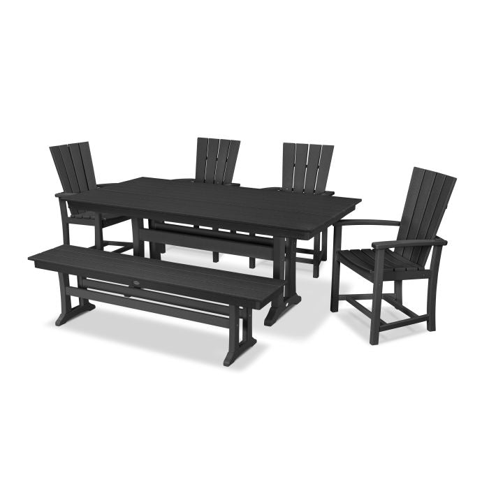 Quattro 6-Piece Farmhouse Dining Set with Trestle Legs and Bench