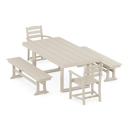 La Casa Café 5-Piece Dining Set with Benches