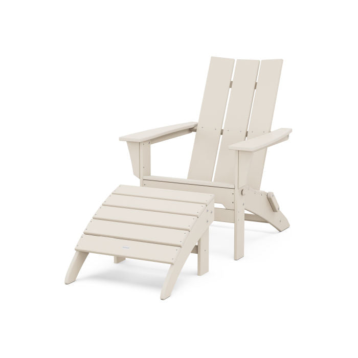 Modern Folding Adirondack Chair 2-Piece Set with Ottoman