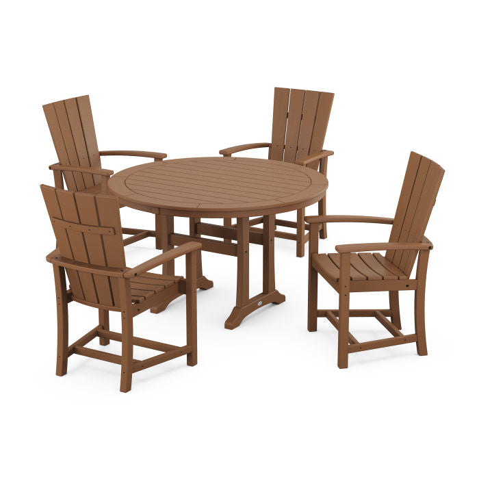 Quattro 5-Piece Round Dining Set with Trestle Legs