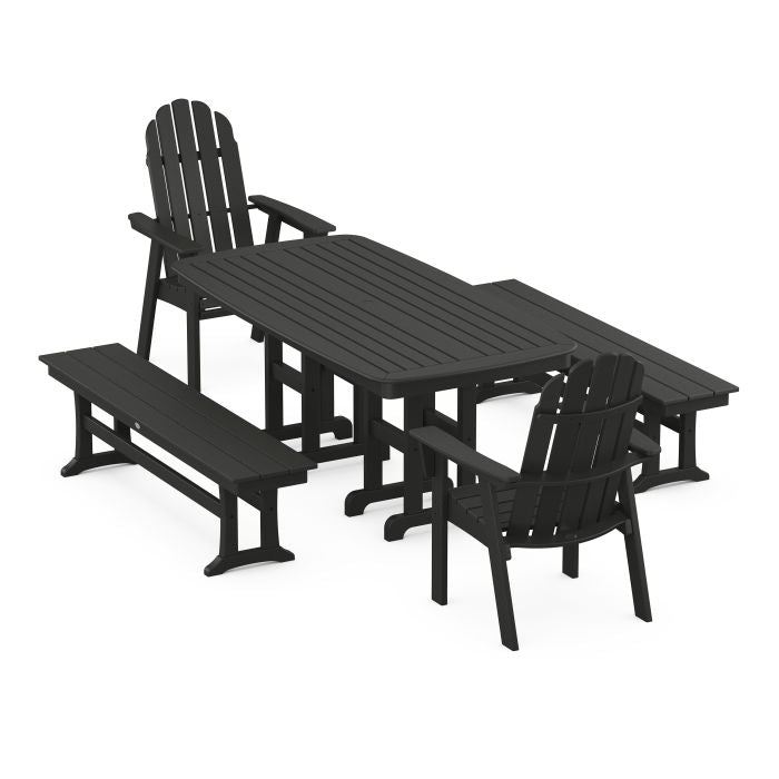 Vineyard Adirondack 5-Piece Dining Set with Benches