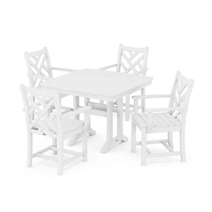 Chippendale 5-Piece Dining Set with Trestle Legs