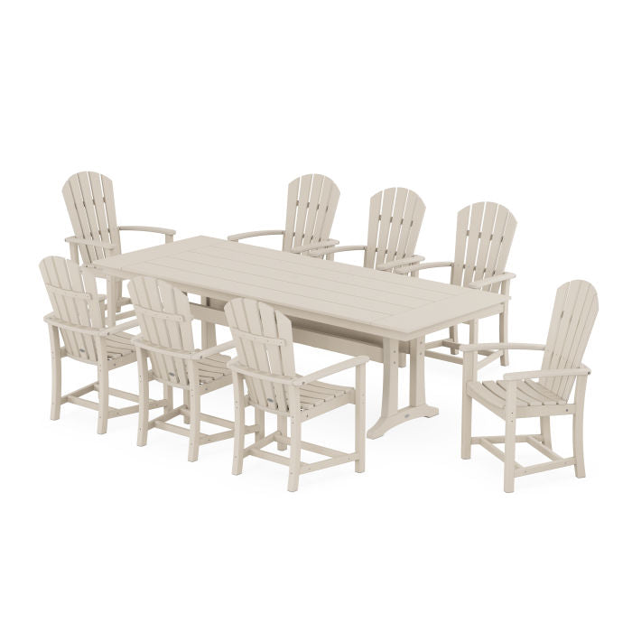 Palm Coast 9-Piece Farmhouse Dining Set with Trestle Legs