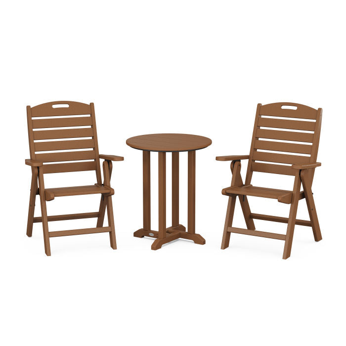 Nautical Folding Highback Chair 3-Piece Round Dining Set