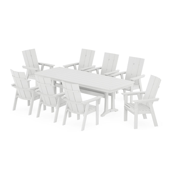 Modern Curveback Adirondack 9-Piece Dining Set with Trestle Legs