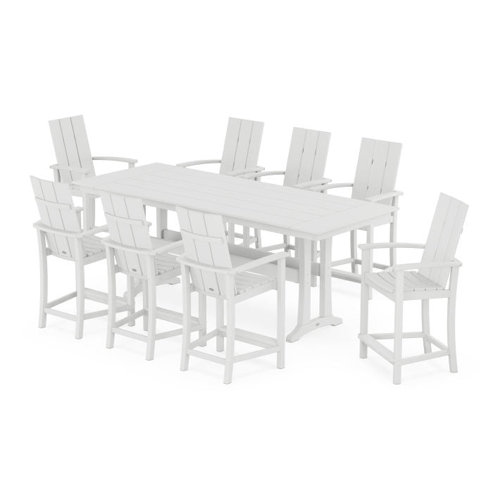 Modern Adirondack 9-Piece Farmhouse Counter Set with Trestle Legs