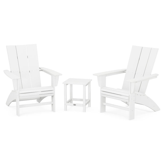 Modern 3-Piece Curveback Adirondack Set with Long Island 18" Side Table