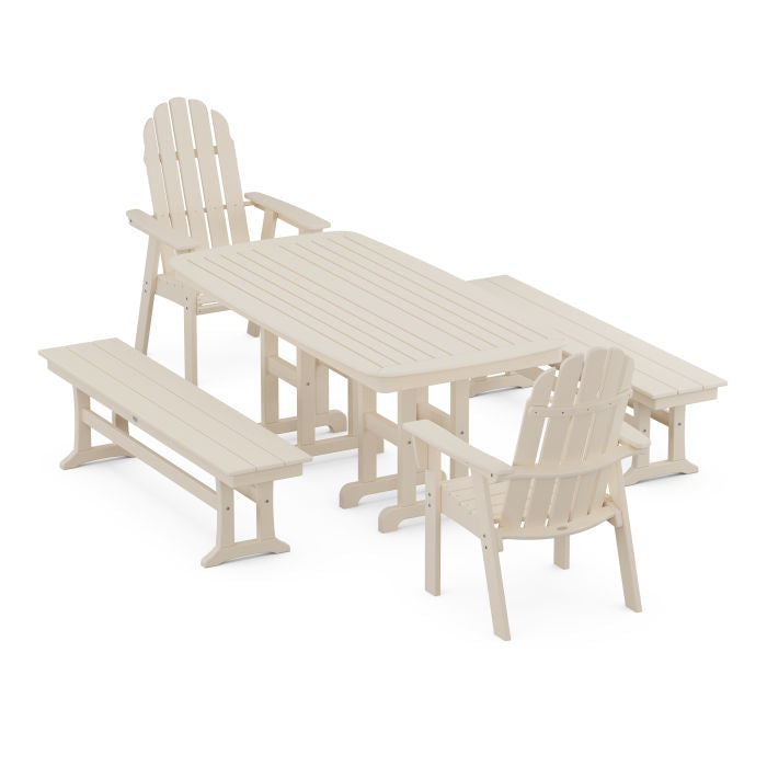 Vineyard Adirondack 5-Piece Dining Set with Benches