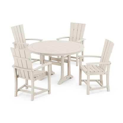 Quattro 5-Piece Round Dining Set with Trestle Legs