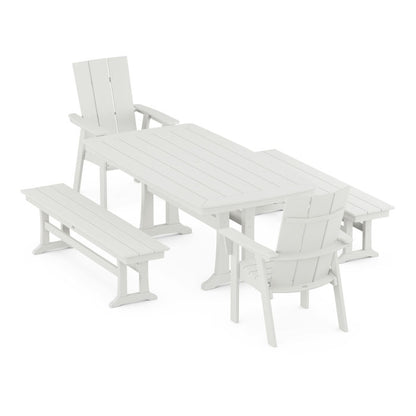 Modern Adirondack 5-Piece Dining Set with Trestle Legs in Vintage Finish