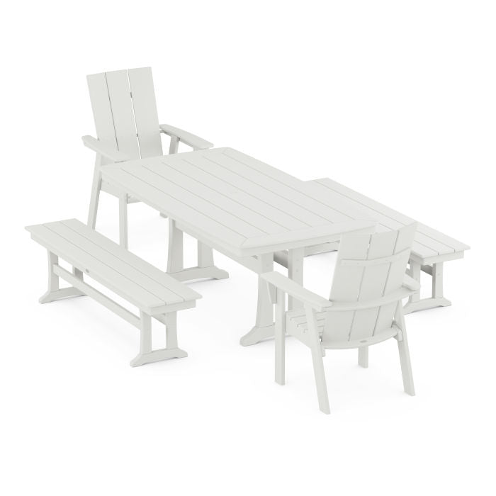 Modern Adirondack 5-Piece Dining Set with Trestle Legs in Vintage Finish