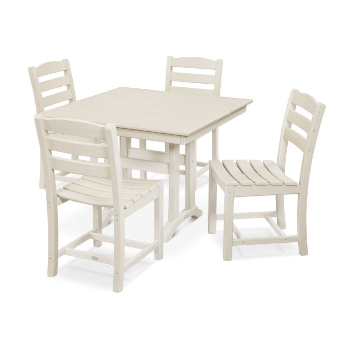 La Casa Café 5-Piece Farmhouse Trestle Side Chair Dining Set