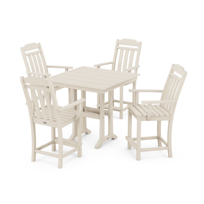 Country Living 5-Piece Farmhouse Counter Set with Trestle Legs