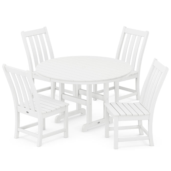 Vineyard 5-Piece Round Farmhouse Side Chair Dining Set
