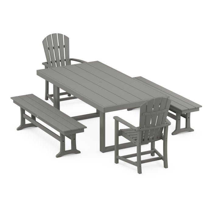 Palm Coast 5-Piece Dining Set with Benches