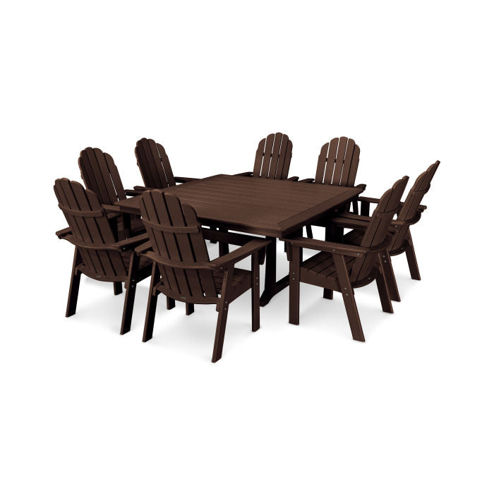 Vineyard Curveback Adirondack 9-Piece Nautical Trestle Dining Set