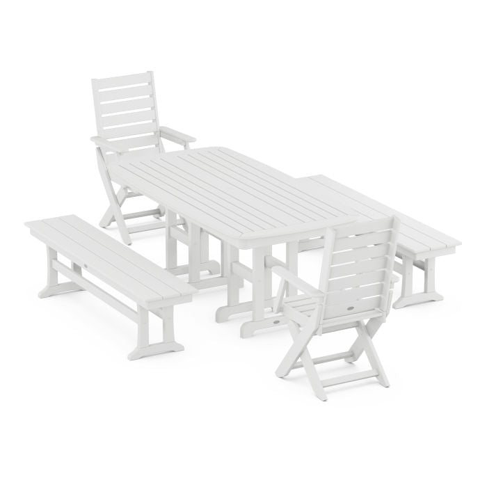 Captain 5-Piece Dining Set with Benches