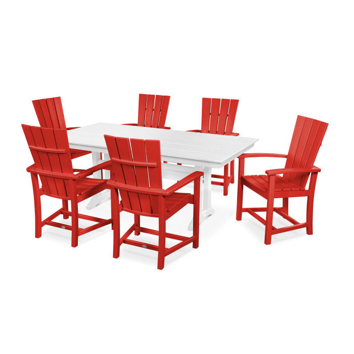 Quattro 7-Piece Farmhouse Dining Set with Trestle Legs