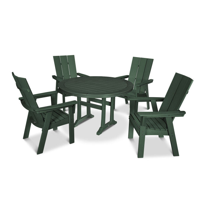 Modern Curveback Adirondack 5-Piece Nautical Trestle Dining Set