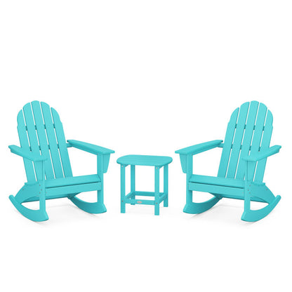 Vineyard 3-Piece Adirondack Rocking Chair Set with South Beach 18" Side Table