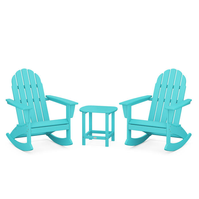 Vineyard 3-Piece Adirondack Rocking Chair Set with South Beach 18" Side Table