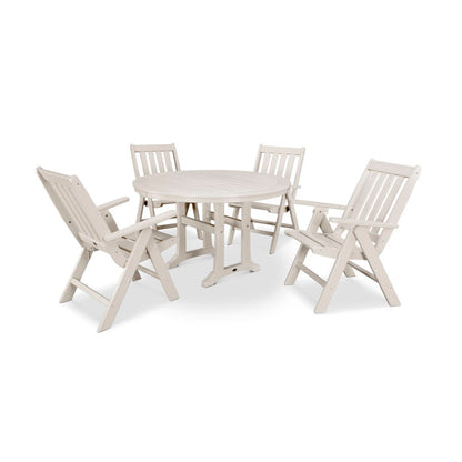 Vineyard 5-Piece Nautical Trestle Folding Dining Set