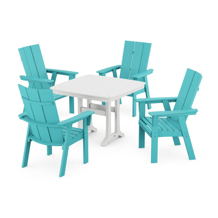 Modern Adirondack 5-Piece Dining Set with Trestle Legs